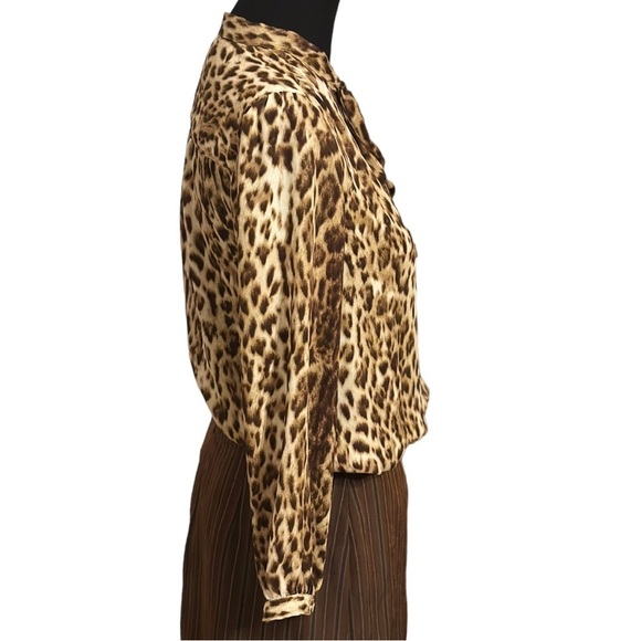 J.Crew Tie Neck Button Down Leopard Print Long Sleeve Size XS EUC - Picture 3 of 15